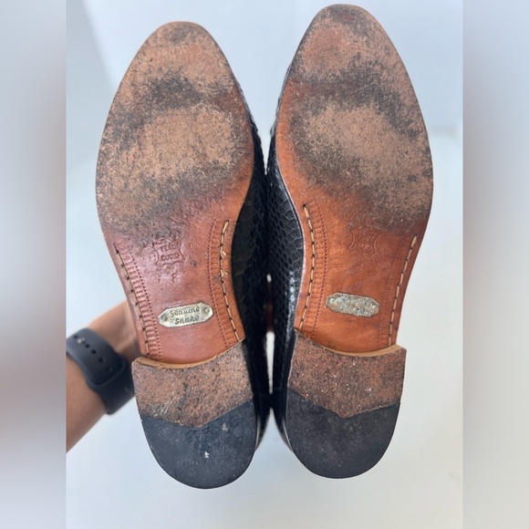 Vintage De La Rentis Genuine Snakeskin Tasseled Leather Shoe Loafer Mens Size 8 main image 5